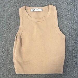 Zara Beige Sleeveless Knit Top